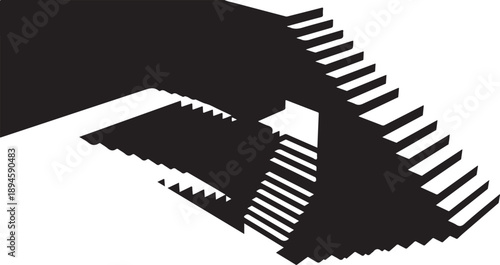 Black and white illustration of abstract shapes and lines