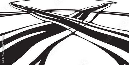 Black and white abstract road network illustration design concept