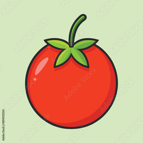 Stylized illustration of a fresh red tomato on a light green background