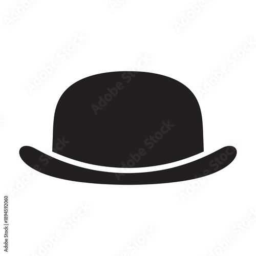 A minimalist illustration of a classic bowler hat in silhouette mode vector shilhoutte icon use as a symbol, web graphic design, and infographic icon
