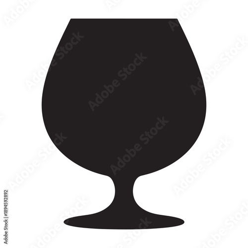 A black silhouette of a wine glass against a white background vector shilhoutte icon use as a symbol, web graphic design, and infographic icon