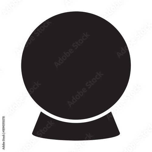 A crystal ball sits on a stand in a mystical setting silhouette vector shilhoutte icon use as a symbol, web graphic design, and infographic icon