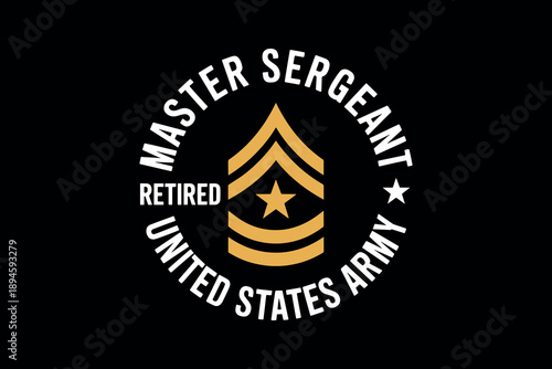 Retired master sergeant insignia with army emblem on black background military rank symbol for veterans