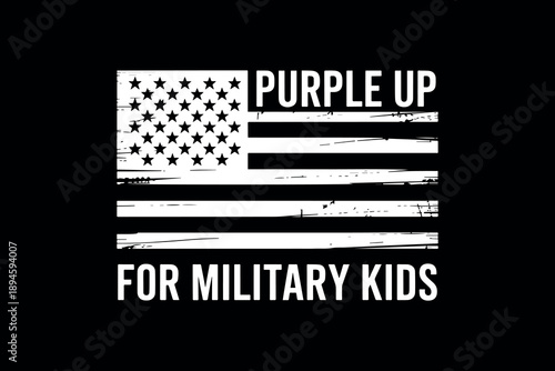 American flag design with bold white text honoring military kids during military child month on a black background