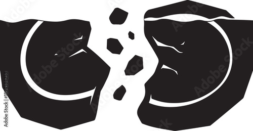 Broken heart concept with shattered pieces apart