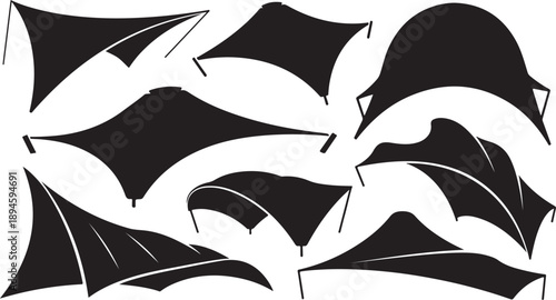 Black Bats Flying in the Night Sky Silhouette Illustration