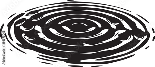 Black and White Water Ripple Effect on Surface Illustration