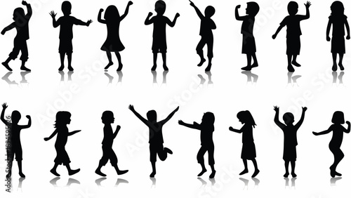 Children dancing and expressing joy in various poses