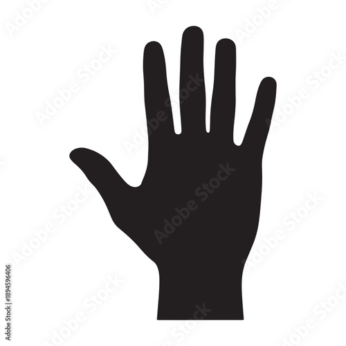 A black hand silhouette against a clean white background for design use silhouette vector shilhoutte icon use as a symbol, web graphic design, and infographic icon
