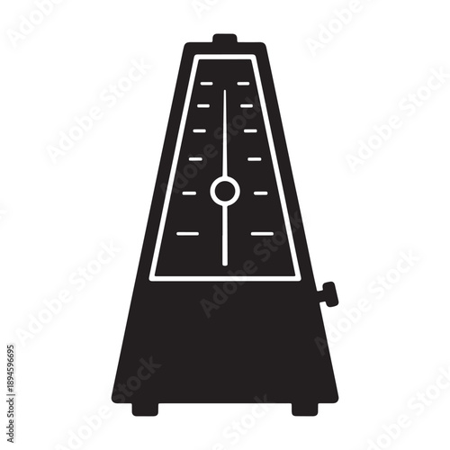 A musician uses a metronome to keep perfect rhythm in the studio silhouette vector shilhoutte icon use as a symbol, web graphic design, and infographic icon