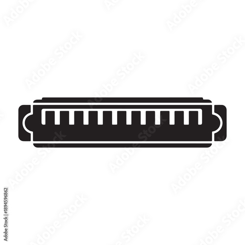 A musician plays a black harmonica with skill and passion silhouette vector shilhoutte icon use as a symbol, web graphic design, and infographic icon