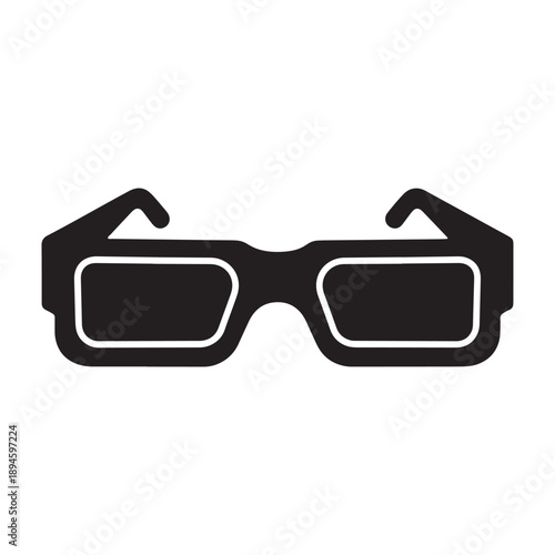 A pair of black 3D glasses on a white background silhouette vector shilhoutte icon use as a symbol, web graphic design, and infographic icon