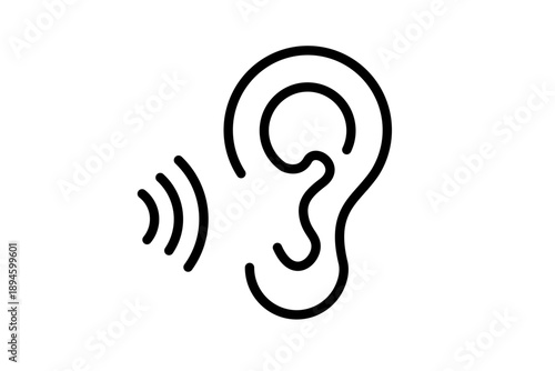 vector ear hearing icon isolated on transparent background