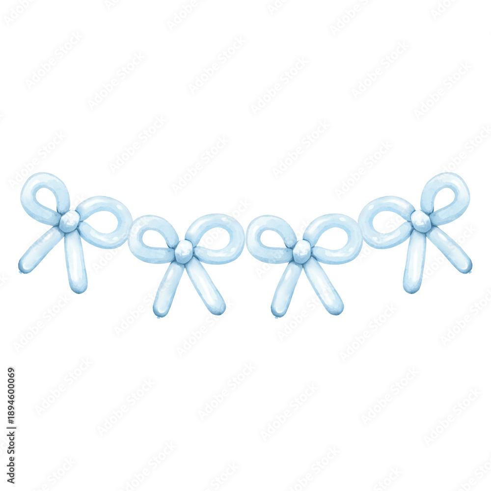 Fototapeta premium Watercolor of blue balloons clipart. ​Bring a breezy and calm vibe to your designs. hand-painted watercolor textures for any festive occasion.