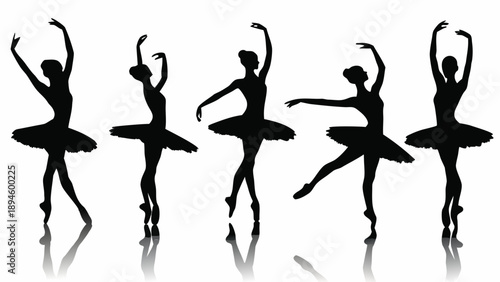 Elegant ballerinas in dynamic dance poses
