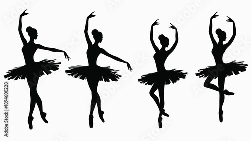 Elegant ballerinas in dynamic poses showcasing ballet technique and artistry