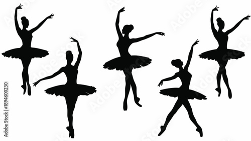 Elegant ballerinas dancing in various poses