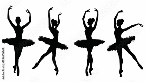 Elegant ballerinas in dynamic dance poses