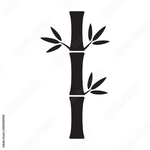 A minimalist illustration of a bamboo plant in silhouette mode vector shilhoutte icon use as a symbol, web graphic design, and infographic icon