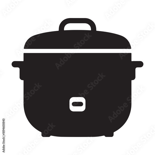 A black silhouette of a pot with a lid and handle vector shilhoutte icon use as a symbol, web graphic design, and infographic icon