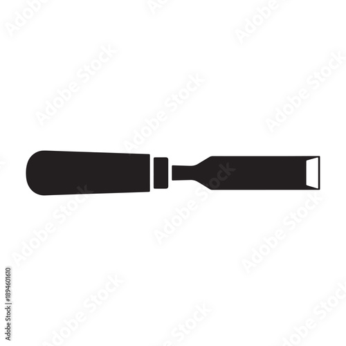 A chisel tool lies in a dramatic silhouette on a peaceful urban background vector shilhoutte icon use as a symbol, web graphic design, and infographic icon