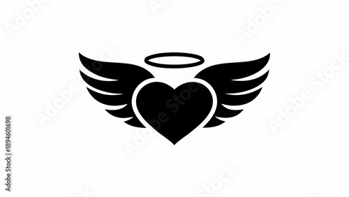 Heart with wings and halo symbolizing love and protection