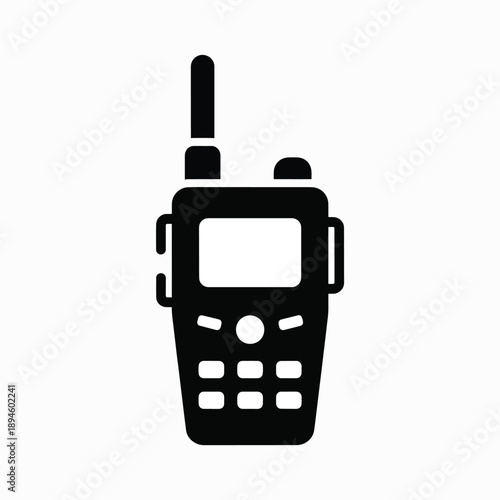 Black Walkie Talkie Icon on White Background
