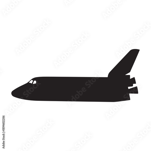 Black silhouette of a commercial airplane, vector icon, isolated on transparent background, png