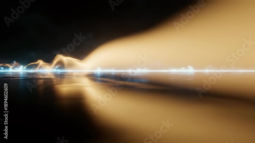 Abstract Light Streaks and Reflections in Dark Environment.