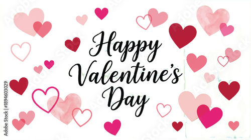 Happy Valentines Day celebration with colorful hearts