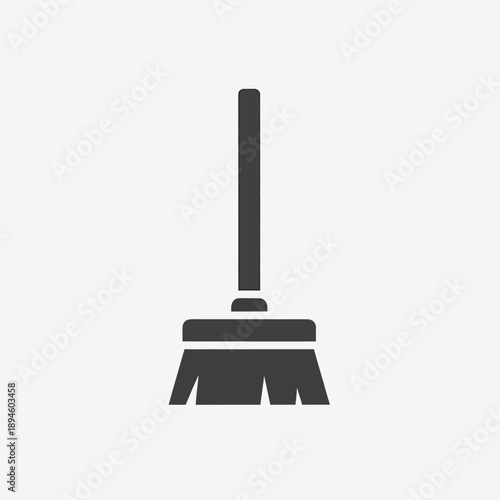 Simple Broom Icon on White Background