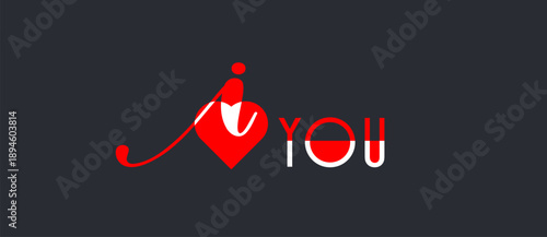 I LOVE YOU. Vector graphic design Lettering script, text, hand written font, calligraphy. Illustration Typography word for valentine card, wedding, greeting card, sticker, poster background