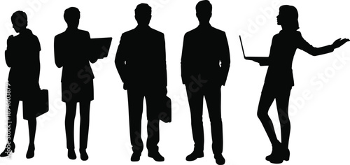 Silhouette of romantic couple on a date, man holding flower bouquet and woman with gift box, isolated on white background