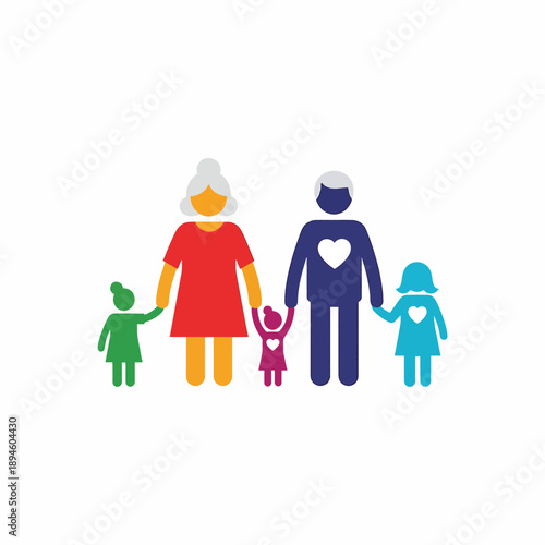 Family Icon with Grandparents and Grandchildren