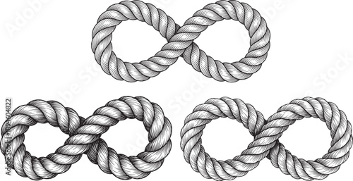 Detailed illustration of infinity symbols made of twisted rope, representing eternity and connection
