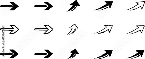 A clean vector collection of black arrow icons in various directions for web and graphic design use