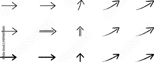 Directional Array: A clean and organized array of arrows, each pointing in a different direction, perfect for visual cues, navigation, and conveying movement. 