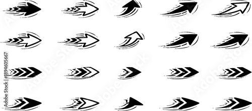 A black and white icon set featuring bird silhouettes and animal symbols in a clean vector design