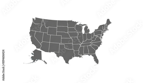 Minimal United States Map with State Boundaries Vector Illustration