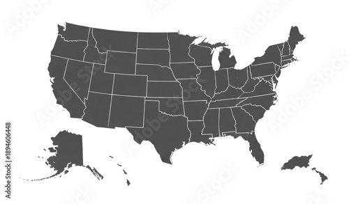 United States of America Editable Map with States Vector Background