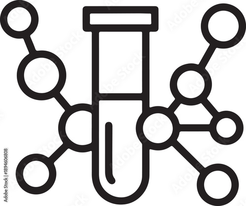 Laboratory test tube with molecules connected, symbolizing scientific research and chemical experimentation for medical discoveries