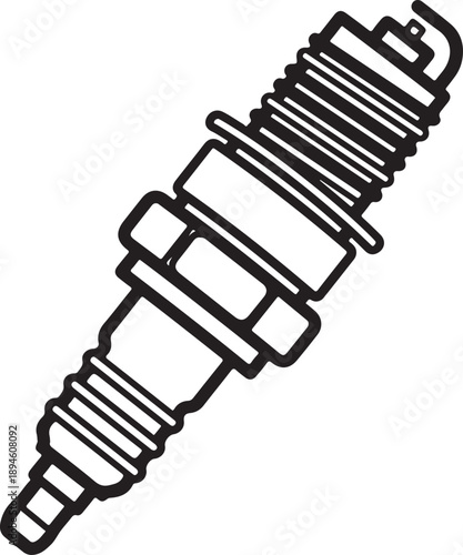 Spark plug outline on black background, automotive ignition system component, essential car part for combustion engine operation and maintenance