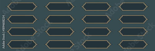 Decorative label frames collection in beige on dark background, vintage empty plaques, ornamental nameplate shapes, classic design elements vector set.