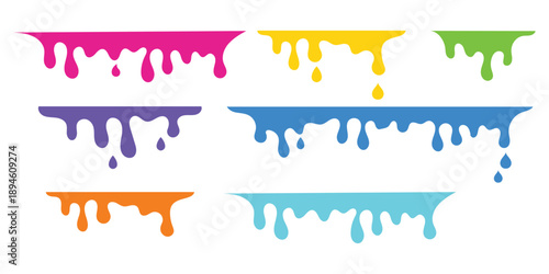 Ink drip and blob paint, splatter and splash set. Black dripping ink. ink seamless pattern. Liquids dripping paint drop. Various dripping black paint