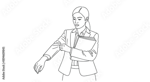 Businesswoman with clipboard and smartwatch