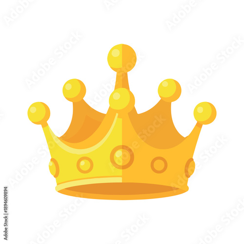 Golden crown with yellow jewels on a white background, depicted in a flat, cartoonish style with vibrant colors.