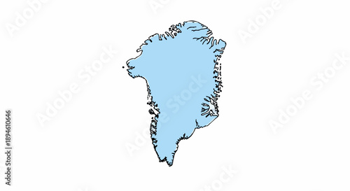 Illustration of Antarctica in light blue with a black outline on a white background.