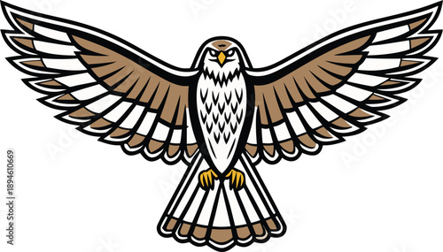 Hawk Single Bird Illustration. Flying Hawk Bird Design. Realistic Hawk Bird Illustration. Hawk Bird Wildlife Design. Majestic Hawk Bird Illustration. Hawk Bird Isolated Design. Wild Hawk Bird art