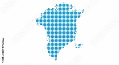 A blue pixelated map of South America on a white background with a grid pattern.