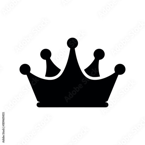 Black silhouette of a crown with three points and balls on a white background.